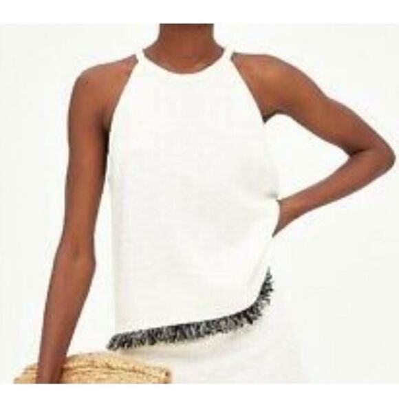 2/$30 ZARA Trafaluc Fringed Tweed Halter Top White Small #A0640 - Picture 4 of 8